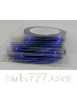 Лента для дизайна ногтей, синяя голографическая