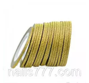 Сахарная лента для декора ногтей - Светлое золото 2 мм